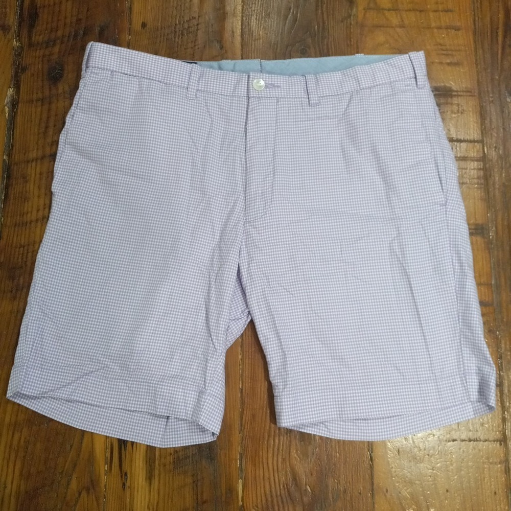 Polo Ralph Lauren Men's Slim GI Fit Shorts Sz 33 Purple White Check Chino Prep